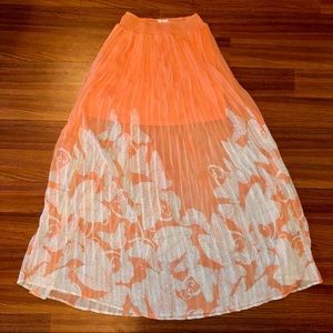 Candie’s Butterfly Coral White Maxi Sheer skirt XS
